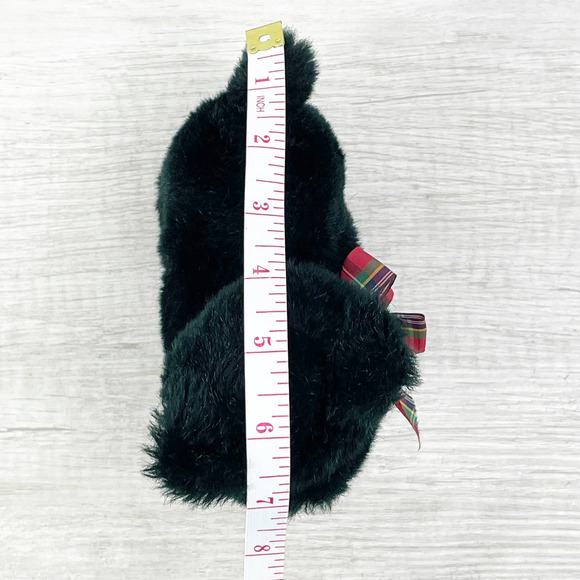 Scotties Softsheen Black Scottie Terrier Puppy Dog Plush Stuffed Animal Bow 7" - Picture 5 of 5